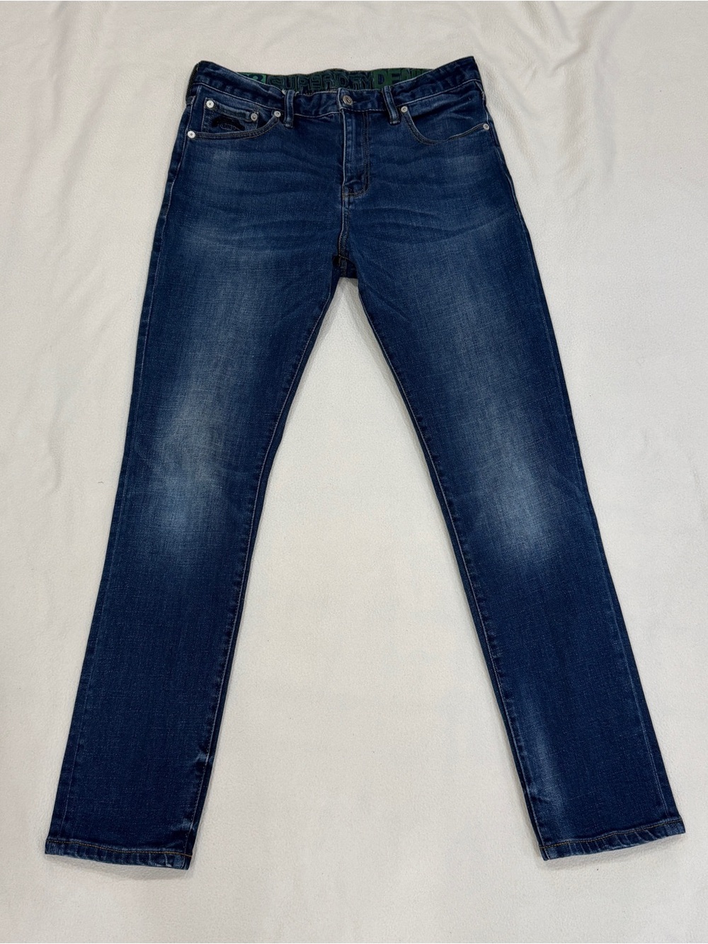 Superdry 03 TYLER Mens Slim Fit Blue Stretch Denim Jeans Zip Fly Size: 33x32